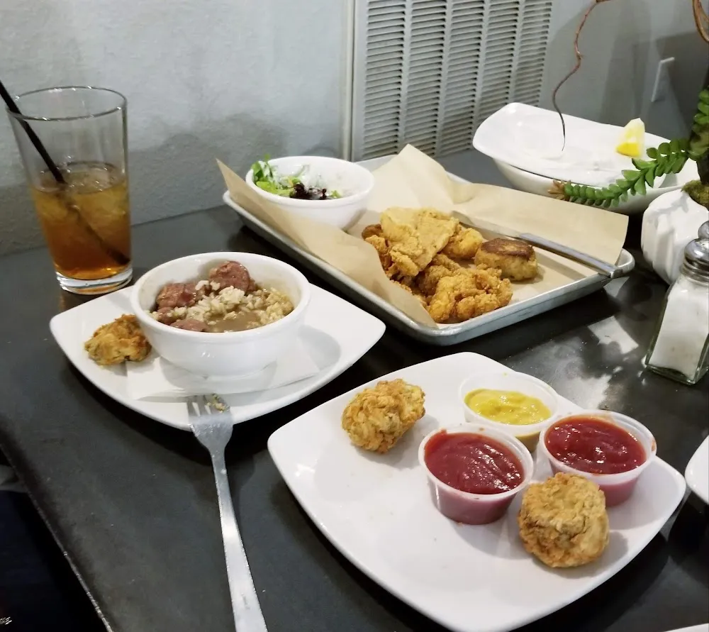 Gumbo Boudain Balls Fried Fish & Fries